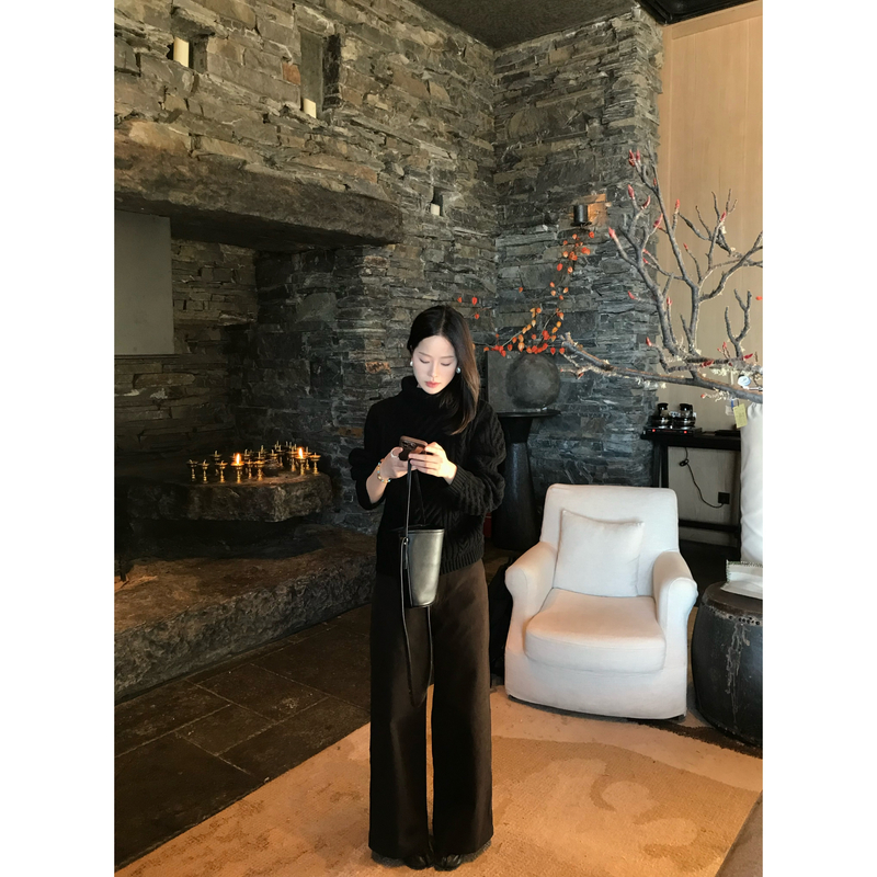 ZHONG HE · 25秋冬新款宽松高级感中高腰百搭休闲直筒阔腿裤女