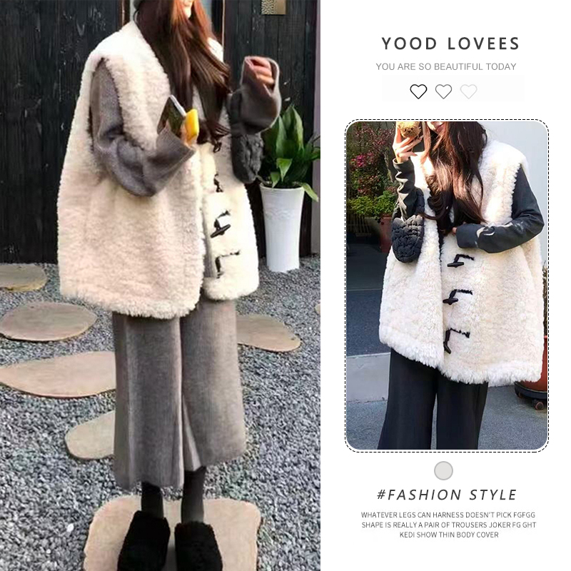 韩系设计感毛毛马甲女秋冬季韩系高级感复古简约外套洋气马夹背心