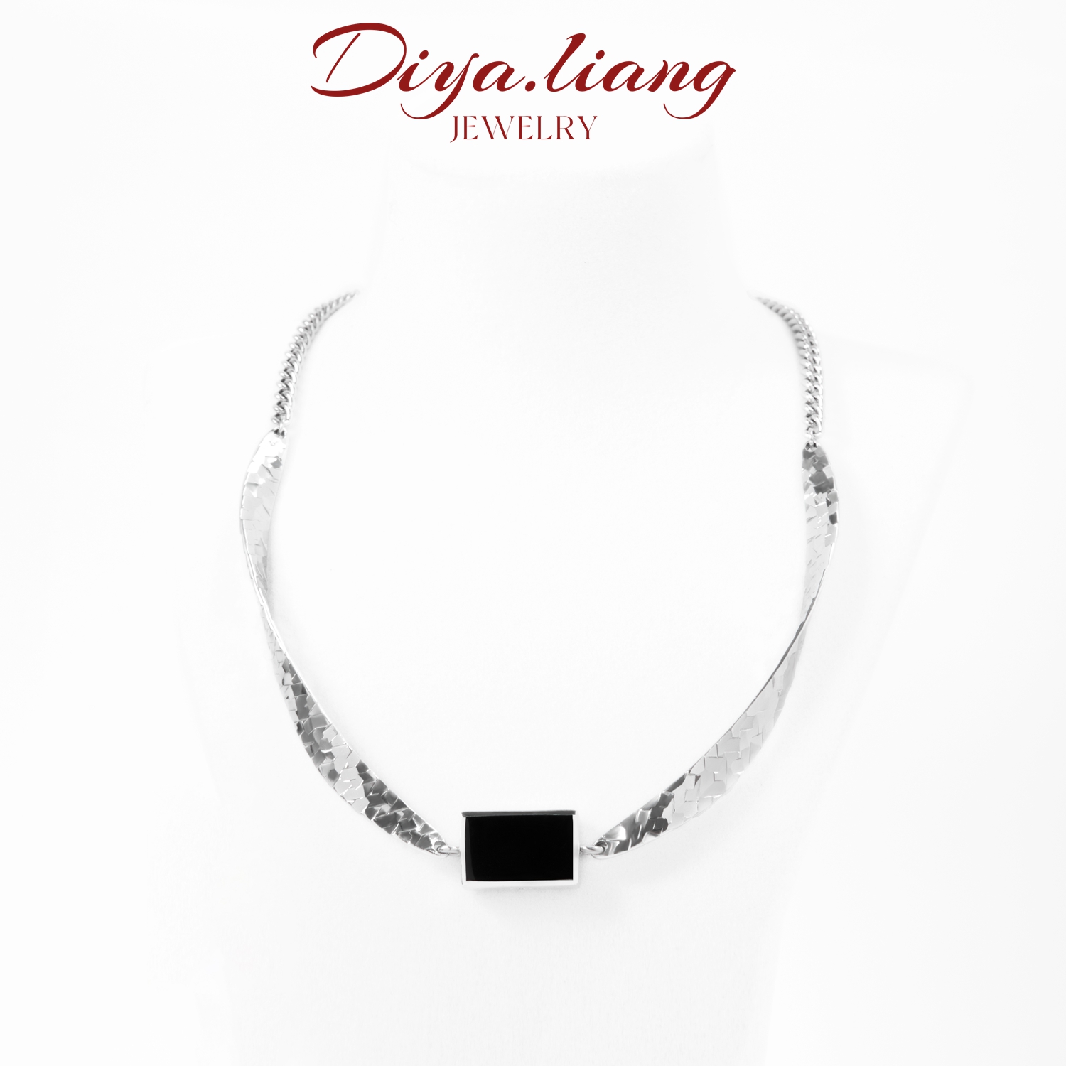 坠链均925银 梁雅帝新品【CNC莫比乌斯环】重工项圈气质纯银项链