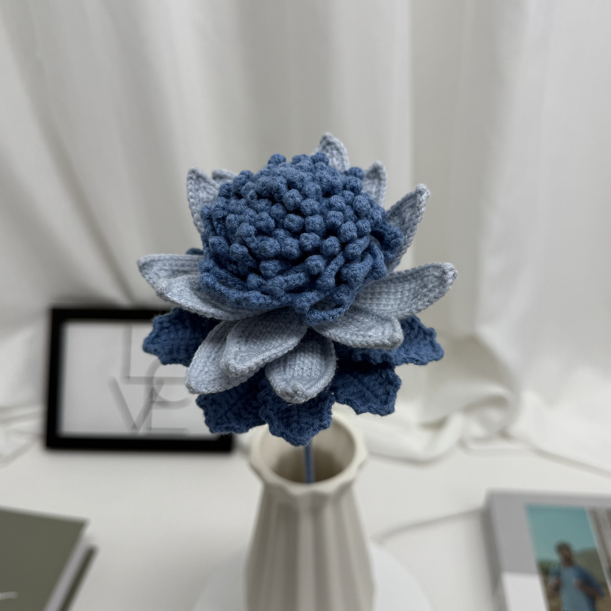 女生生日礼物高品质毛线花束手工编织装饰莲花送礼物手工针织编织