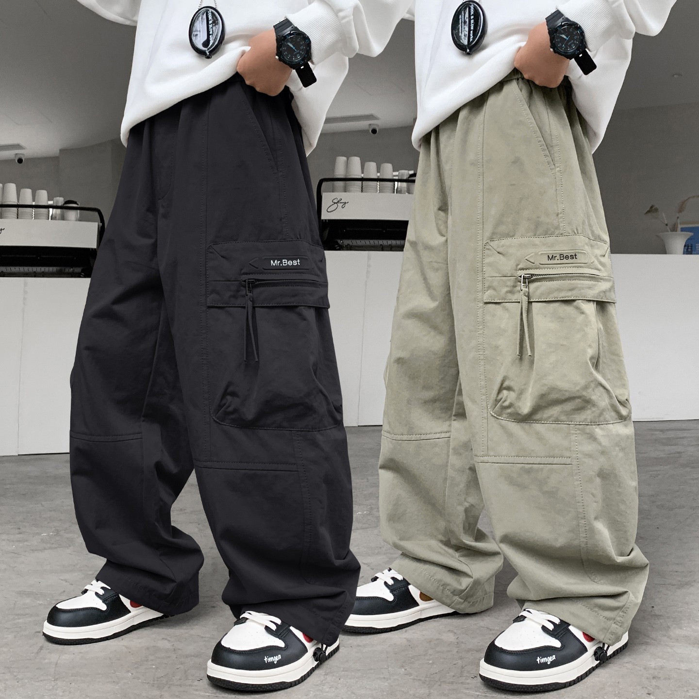 男童宽松裤子春秋装2025新款中大童男孩工装裤秋季儿童休闲长裤潮