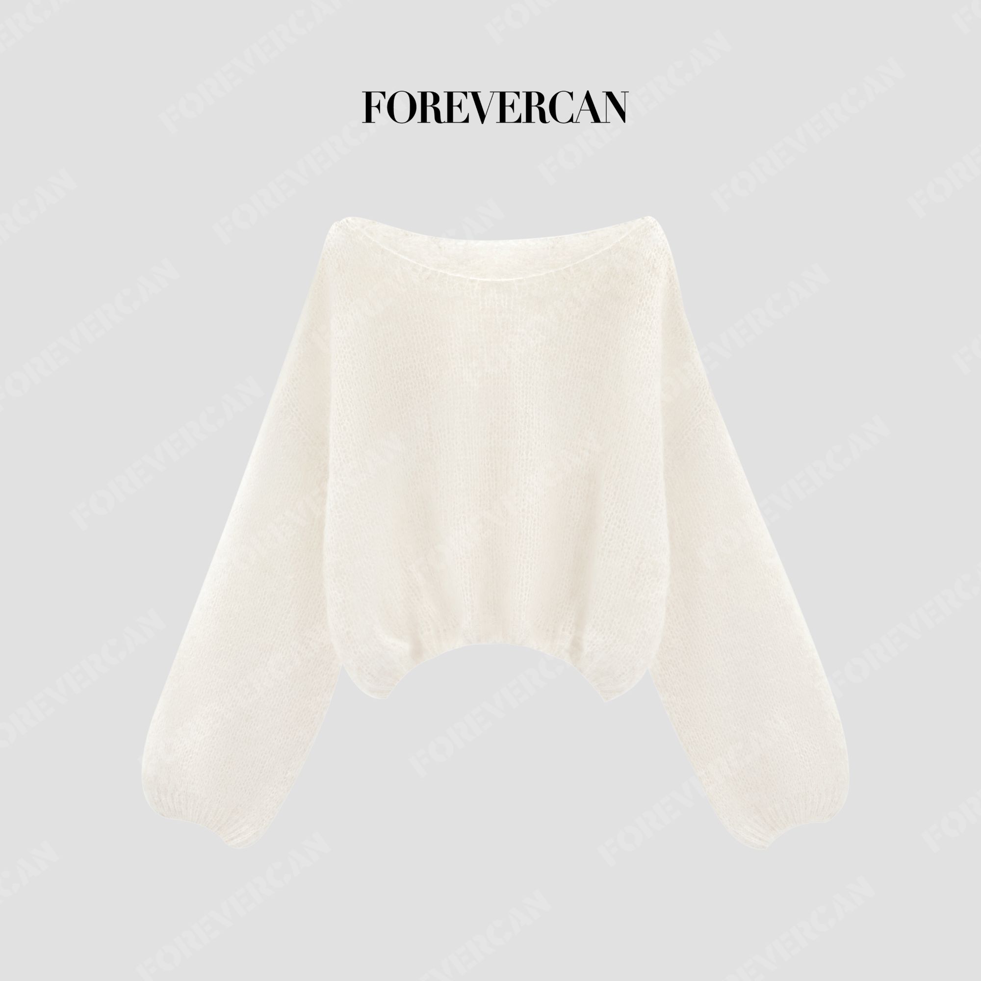 FOREVERCAN“法式情节”极幼马海毛蓬松毛感灯笼袖毛衣 MY3714