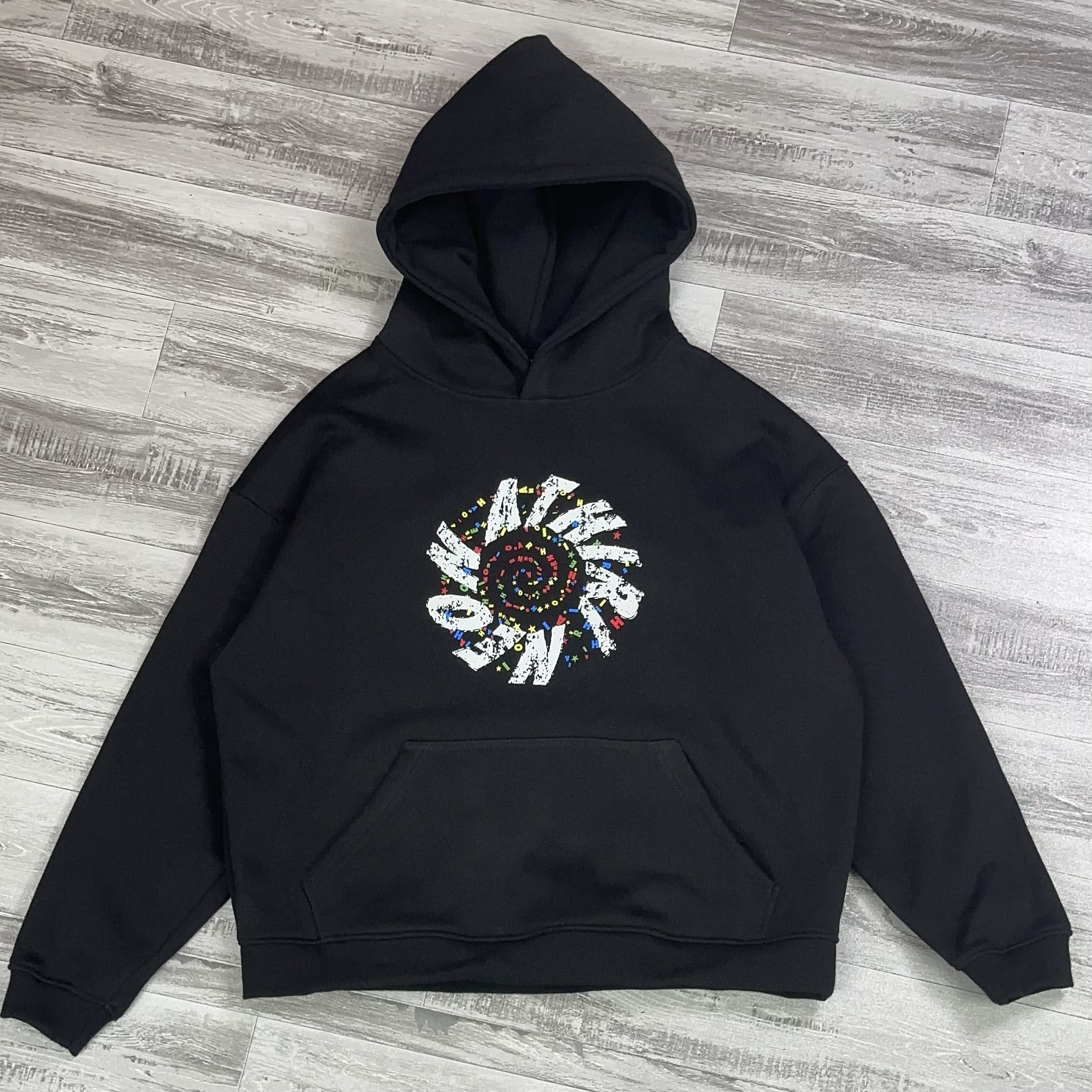 美式秋冬潮流重磅套头抓绒高克重休闲男士宽松情侣带帽卫衣连帽衫