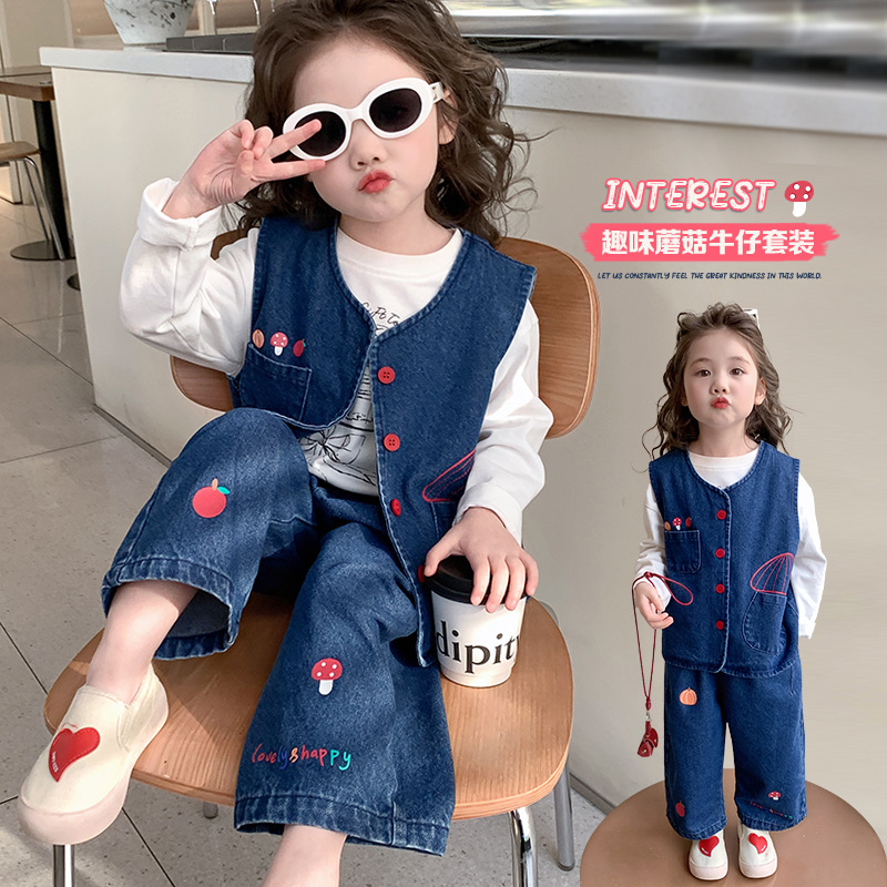 女童春装套装2025新款洋气时髦儿童装春秋季牛仔女宝宝韩版潮衣服