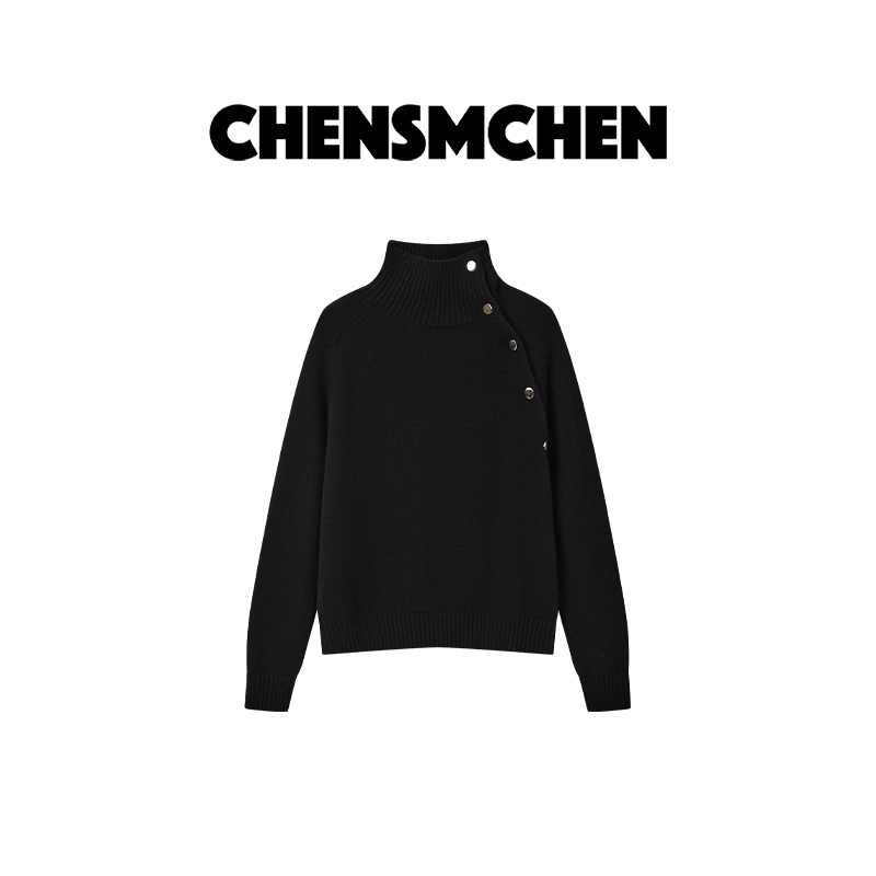 CHENSMCHEN 100绵羊毛高领针织衫女时尚百搭显瘦上衣CSM11605YW