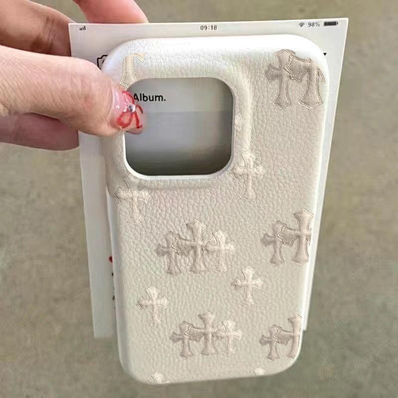 高级克罗心适用iPhone17/16pro苹果手机壳15/14/13/12仿皮纹大孔