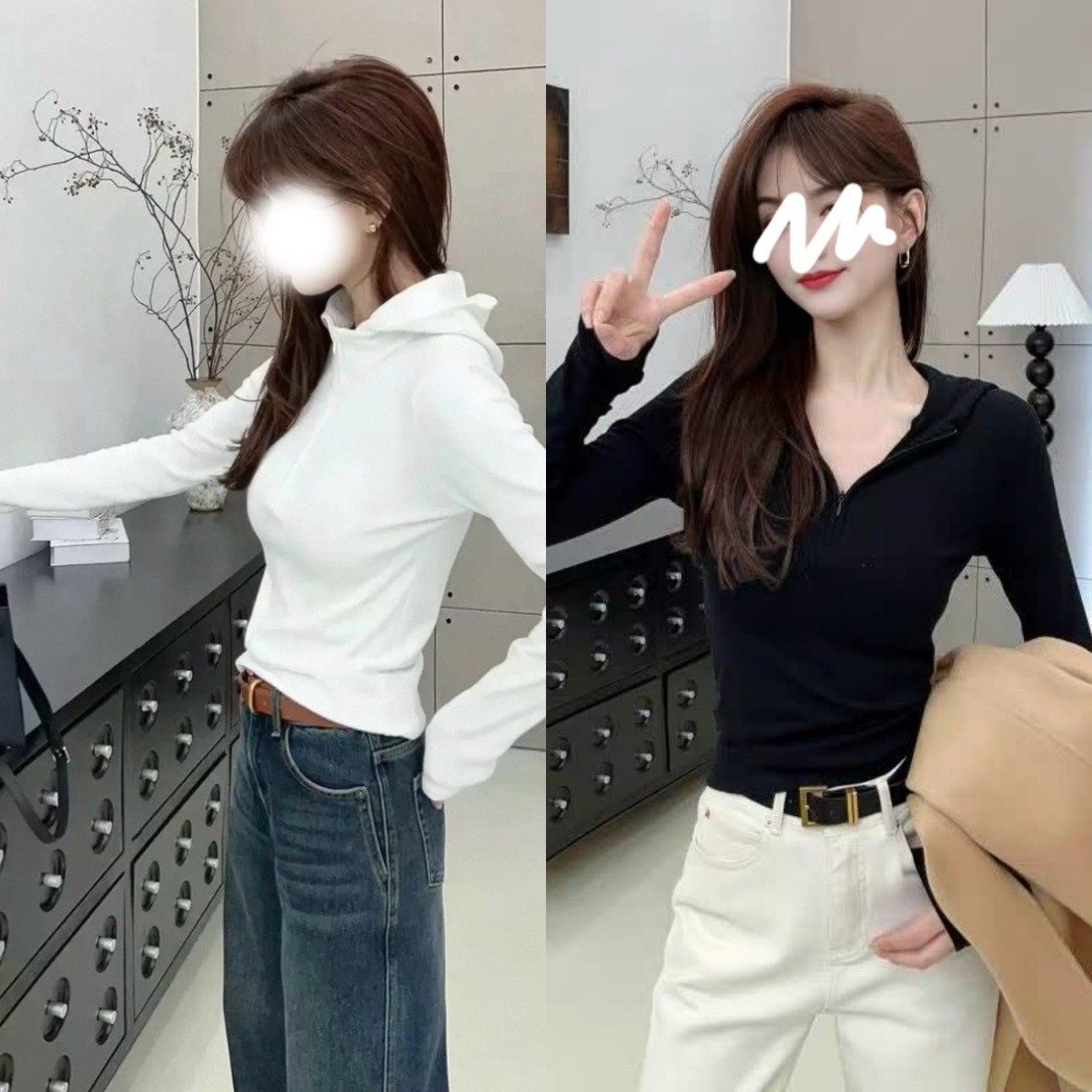 秋冬纯色修身休闲磨毛短款半拉链不起球百搭气质上衣女连帽卫衣女