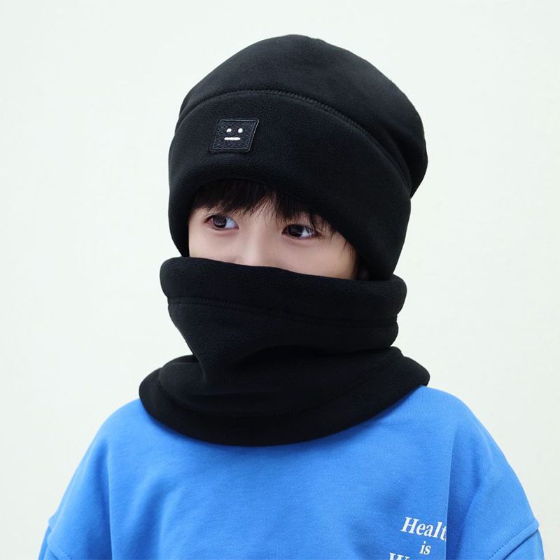 儿童帽子围脖两件套冬季防寒护耳头帽大童男女学生帽子一体防风LU