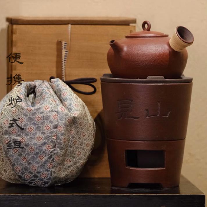 溪元见山炭炉煮茶炉纯手工紫砂陶泥耐高温侧把煮茶壶