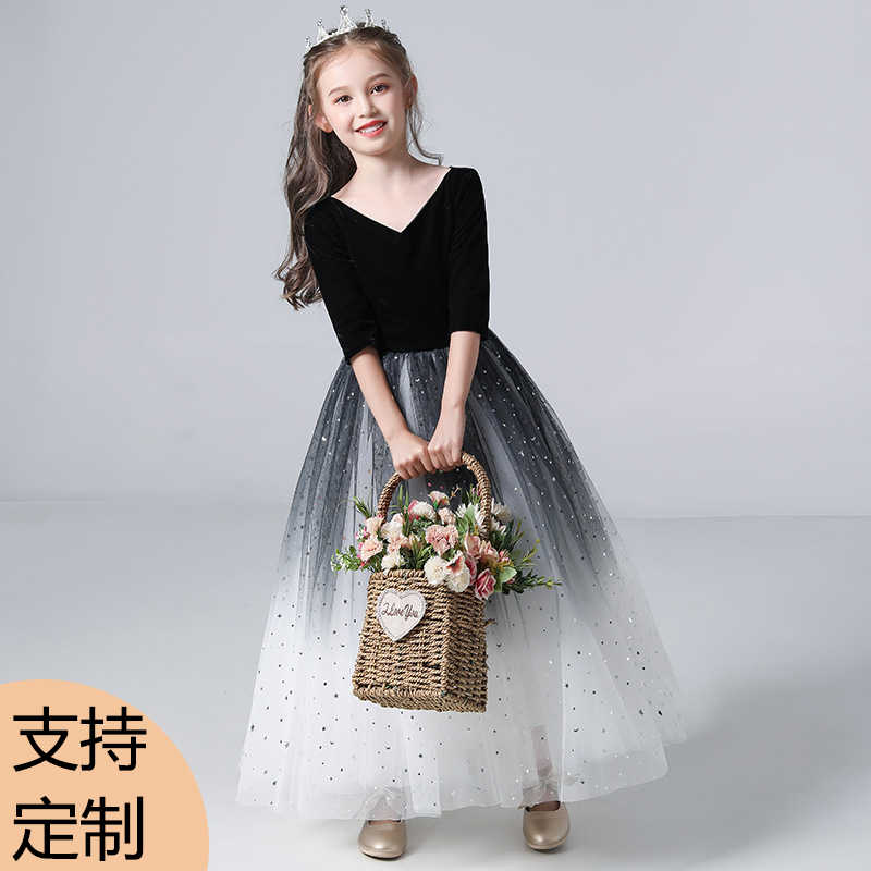 可订制女童表演晚礼服儿童主持人钢琴演奏演出服大合唱公主连衣裙