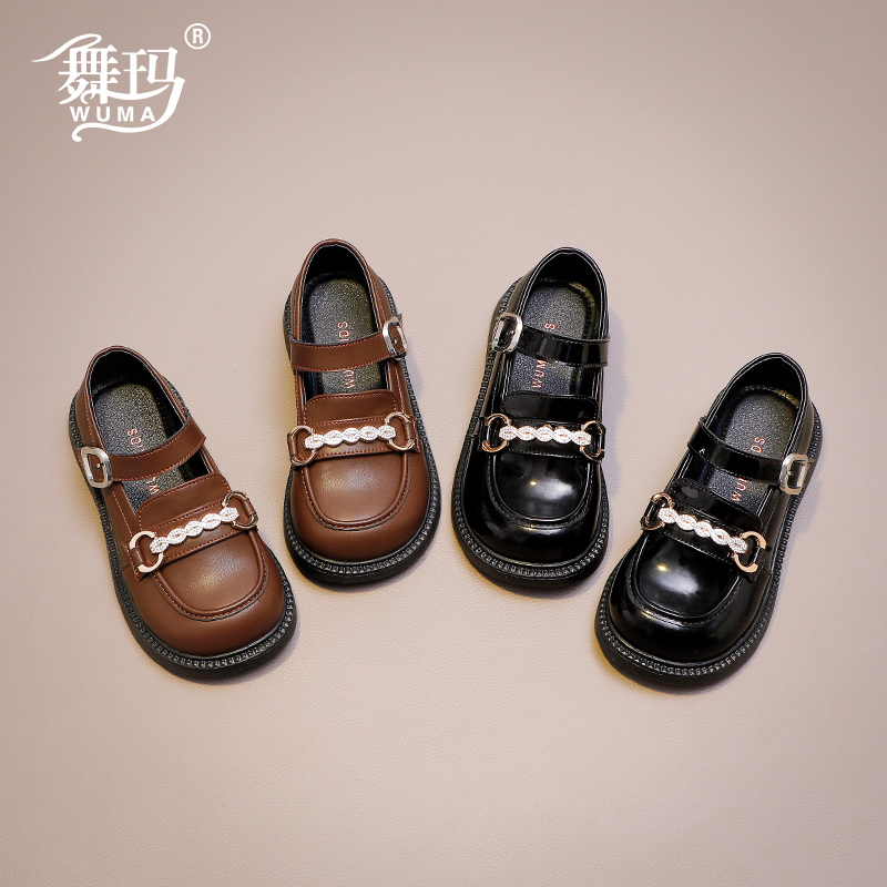 舞玛女童鞋子儿童真皮公主鞋2025新款秋季单鞋休闲软底皮鞋538333