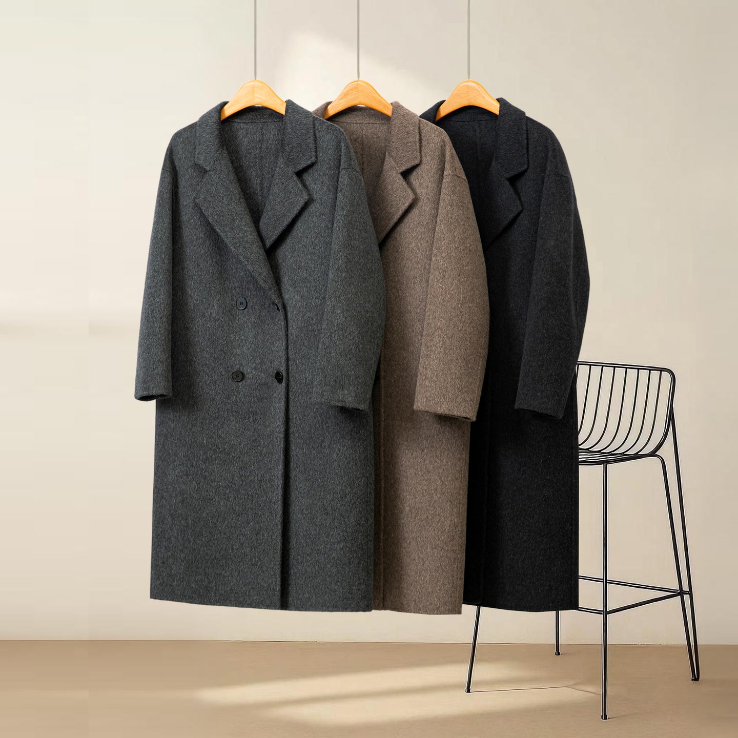 喜尚妮【100%绵羊毛&长毛面料】冬季新品气质长款保暖韩版大衣-2526