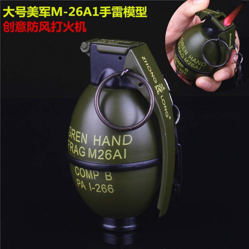 大号金属手雷造型打火机工艺礼品摆件创意个性充气防风打火机批发