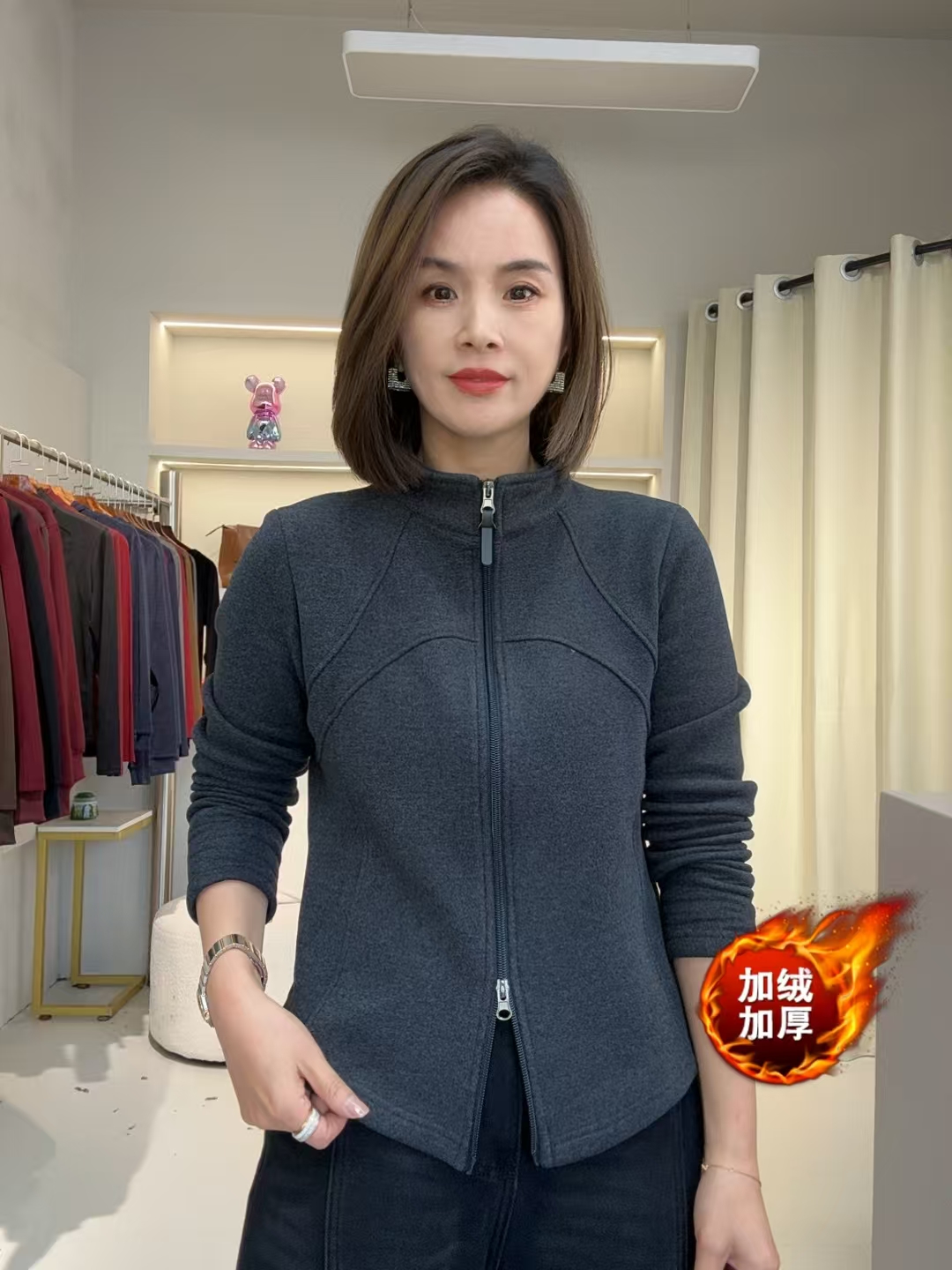 【新感觉】2025冬季新款欧货时尚休闲风立领拉链短外套修身显瘦上衣