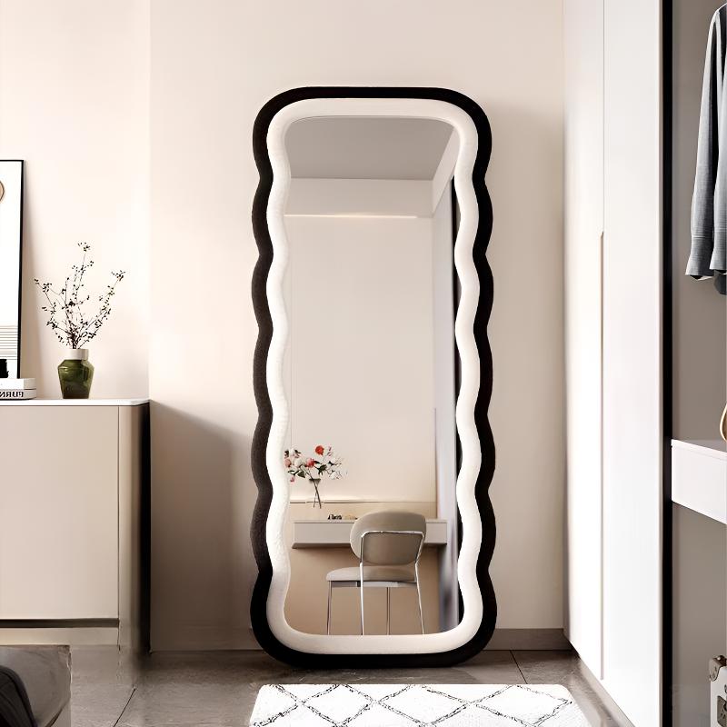 北欧风试衣镜穿衣镜网红女生家用全身镜落地镜简约奶油风卧室镜子
