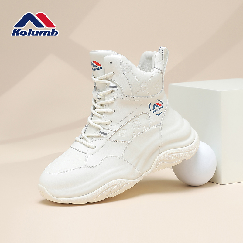 Kolumb哥仑步女鞋2025冬季新款保暖加绒高帮休闲鞋百搭运动鞋子女