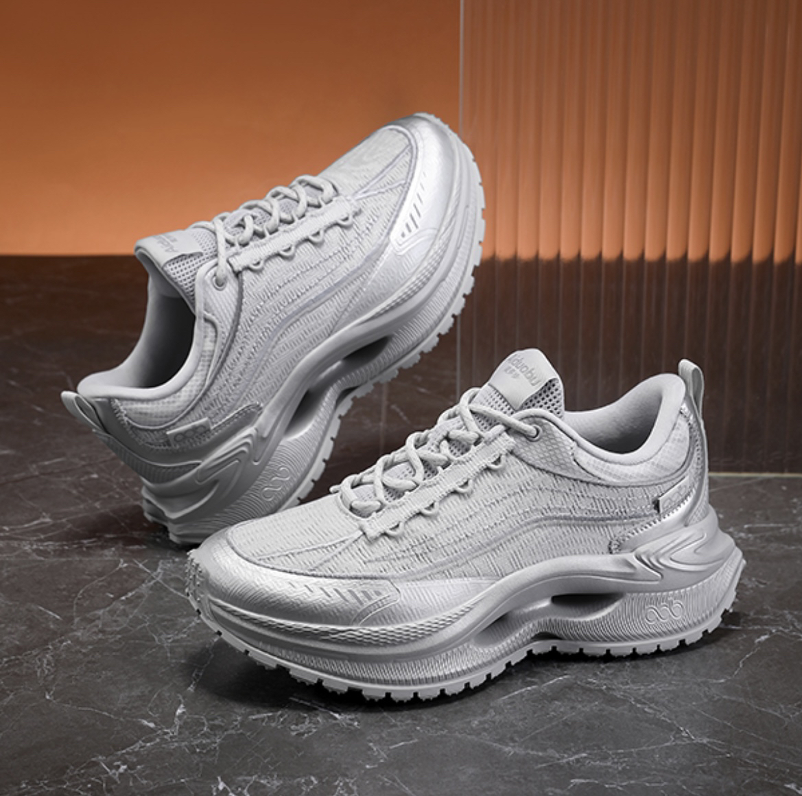 爱多步ADB5131女款脉冲按摩梭织鞋面柔软舒适透气防滑休闲老爹鞋