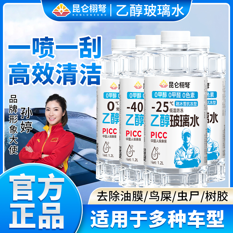 【冬季防冻-40°】【拍一发四】乙醇玻璃水去污去油膜虫胶防冻-40度