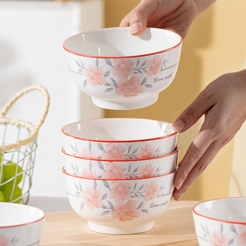 10个装新年新款5英寸高颜值家用陶瓷吃饭碗米饭碗