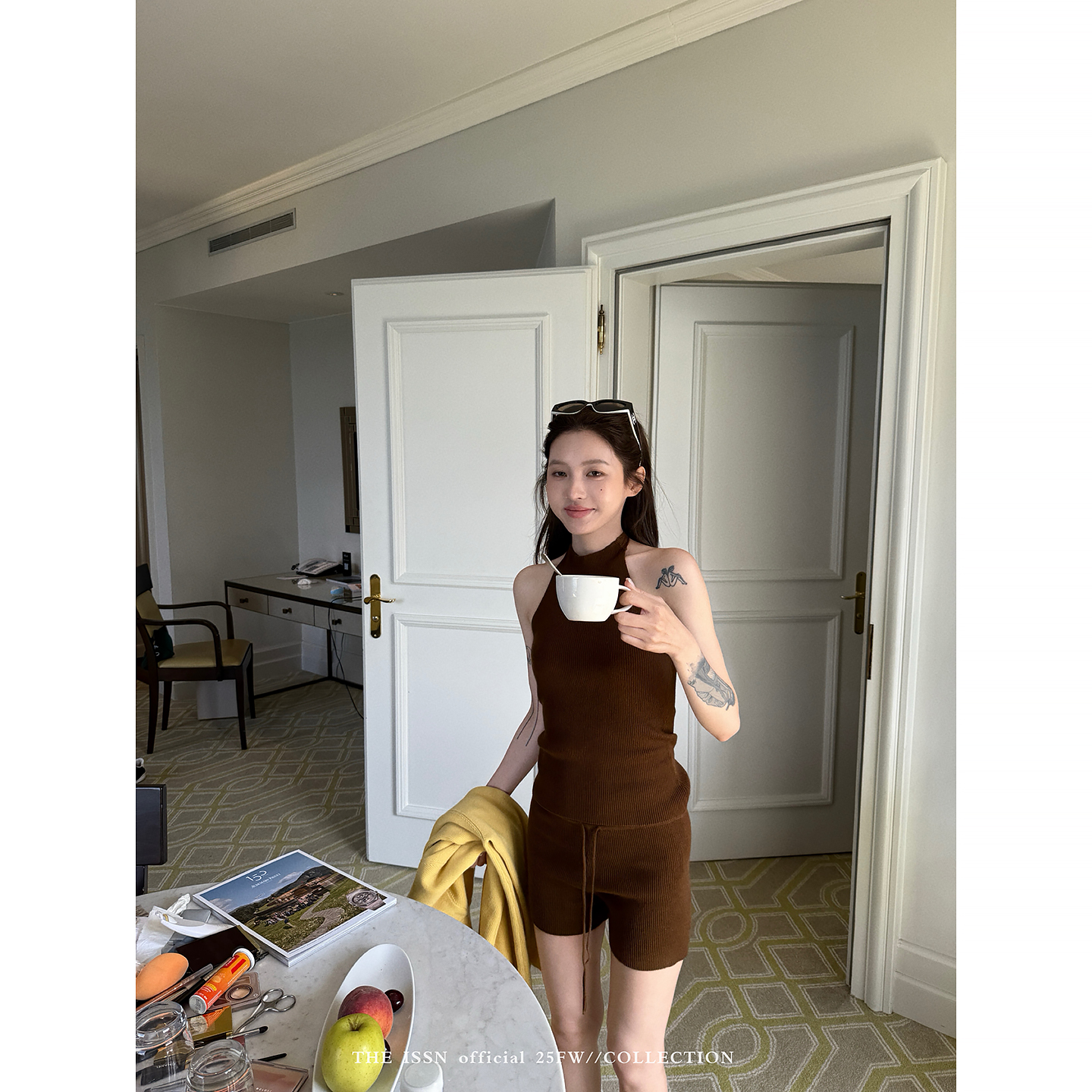 THEISSN宁司 挂脖针织吊带背心女抽绳裤子套装 01198/01148/01234