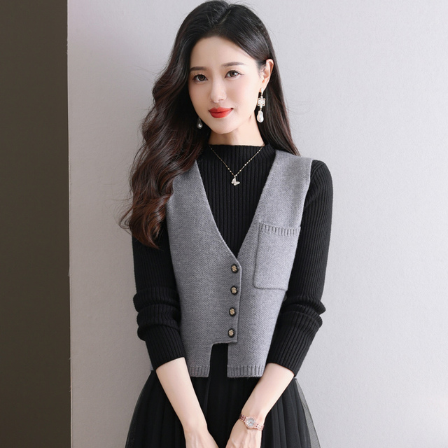 针织毛线马甲女背心名媛气质2025新款配裙子坎肩叠穿短款毛衣马夹