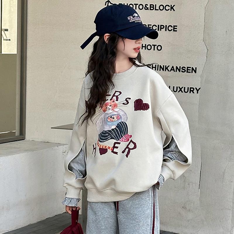 女童卫衣秋装2025新款儿童女孩洋气时髦春秋大童春季网红长袖上衣