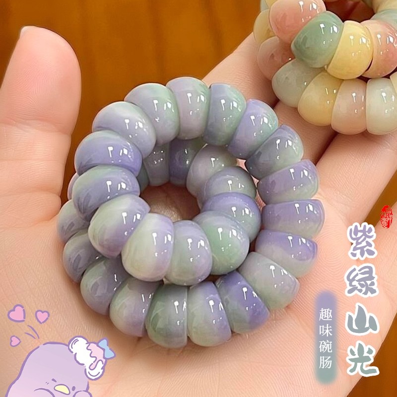 梦幻紫绿碗肠菩提手串猪大肠绕指柔盘玩渐变菩提男女文玩佛珠手链