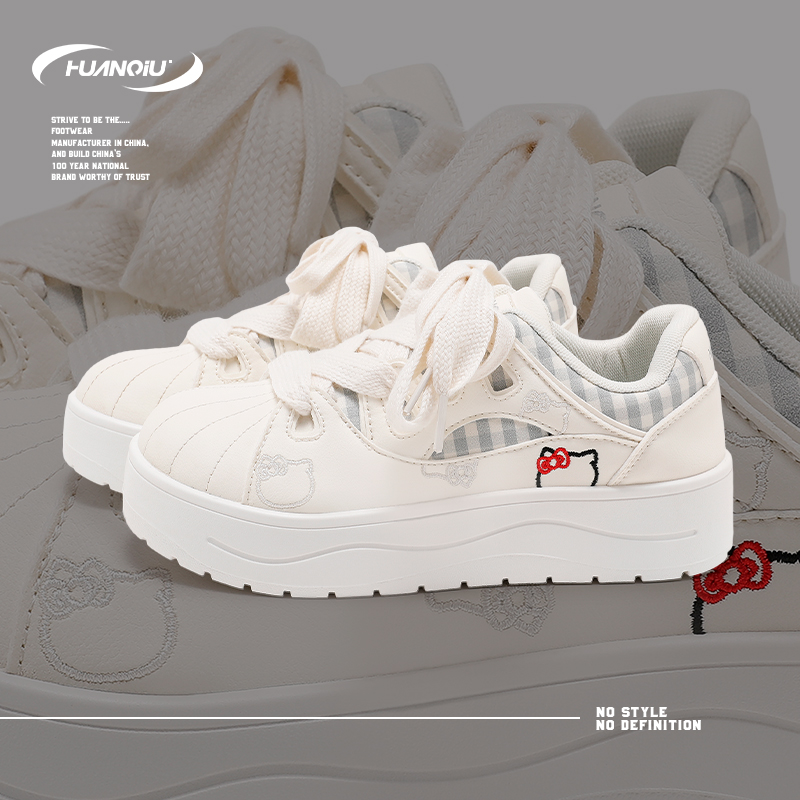 HUANQIU/环球厚底耐磨板鞋女2025新款学生通勤轻便休闲鞋ins潮流