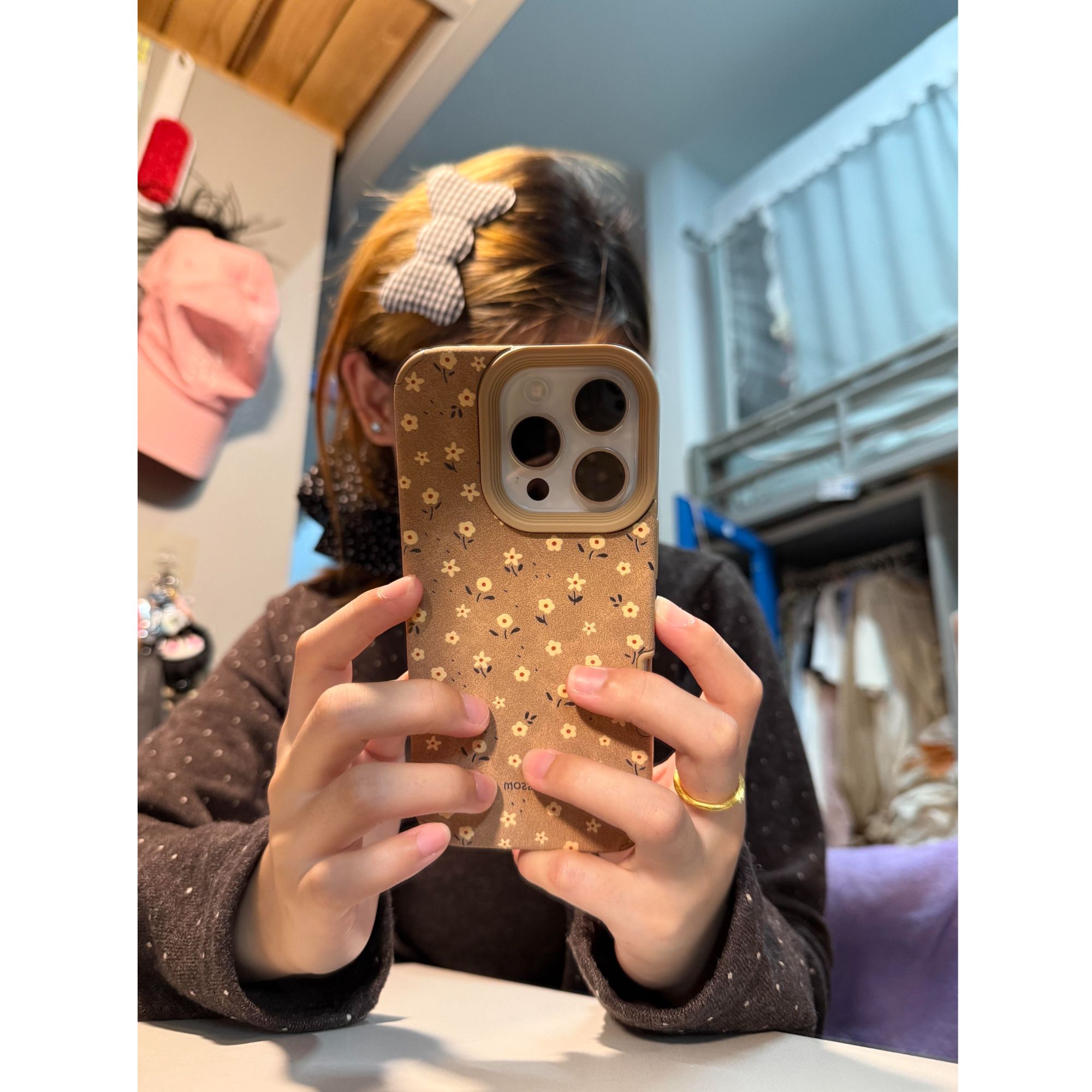 诚星泽秋日碎花皮纹适用苹果16PRO手机壳iPhone15/14新款13全包12