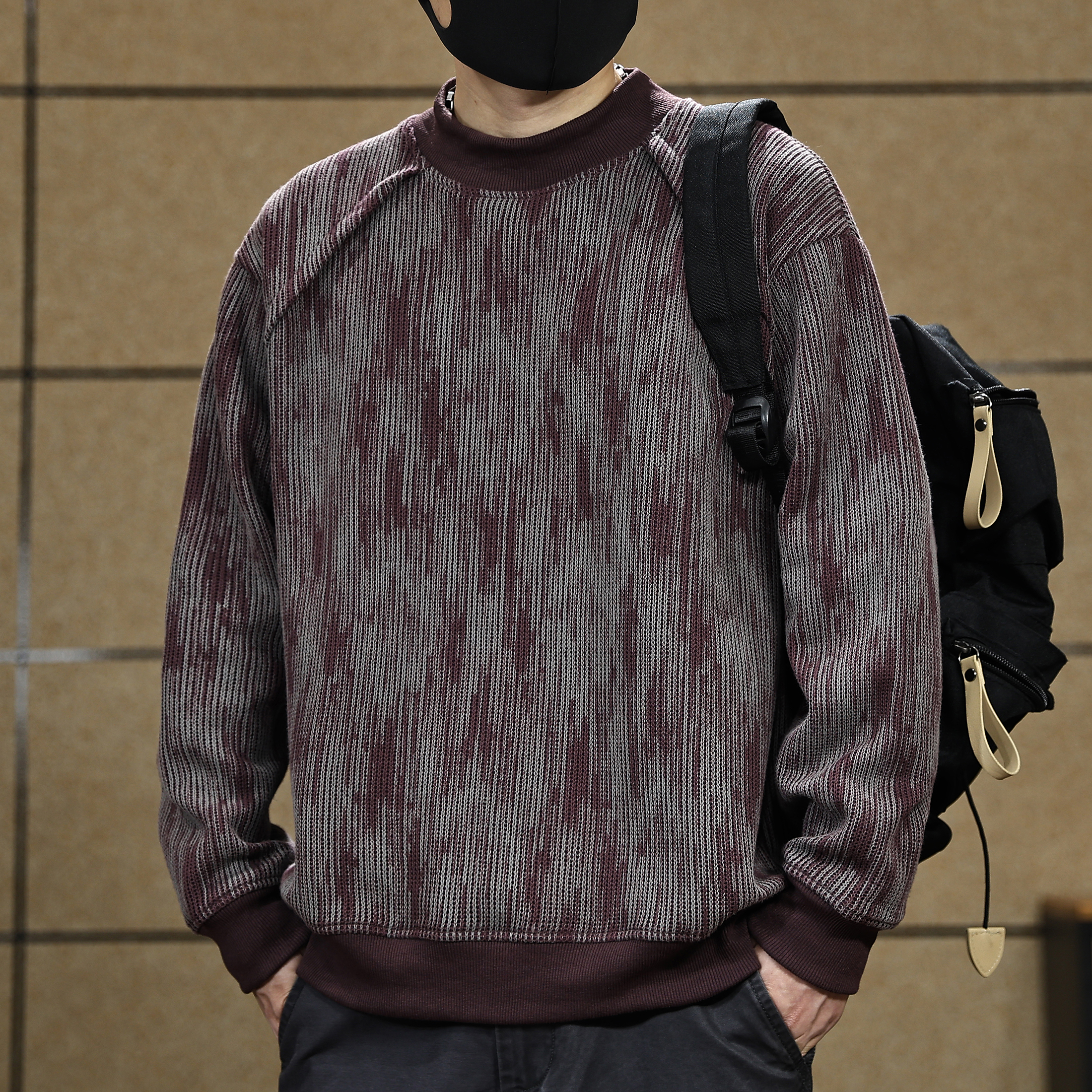 涂鸦印花美式复古卫衣男士高街痞帅设计感ins圆领上衣2025年秋季