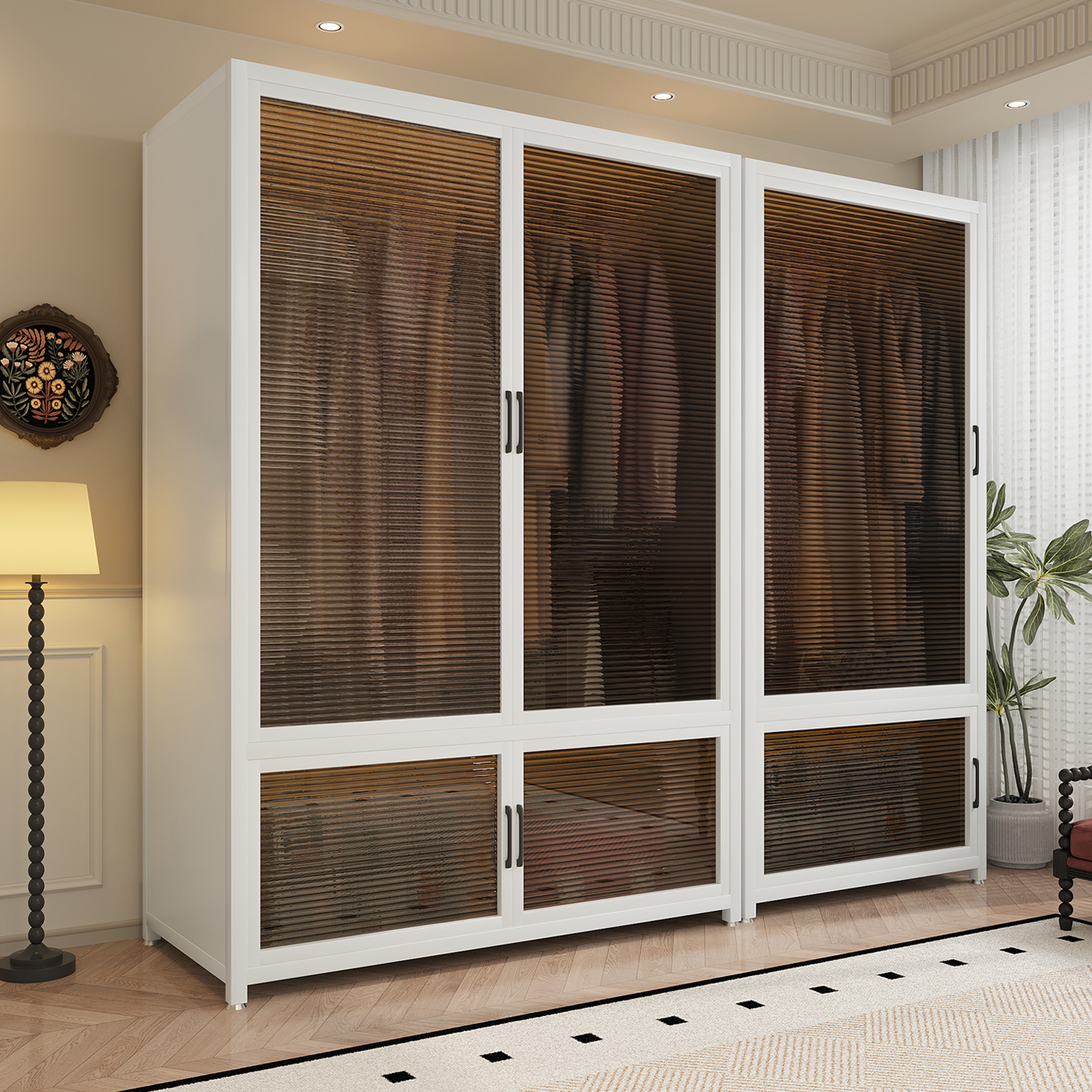 简易衣柜卧室家用出租房用钢制组装金属一体组合衣橱衣帽间小柜子