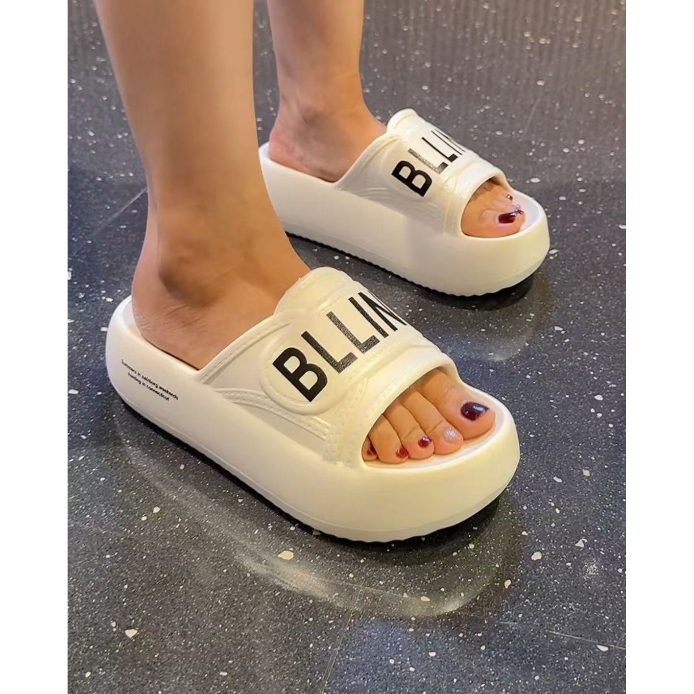 818厚底轮胎拖鞋6厘米EVA字母室内外穿情侣拖鞋