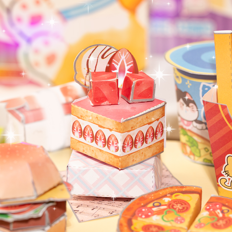 萌趣食玩折纸游戏素材包卡通可爱立体折纸儿童手工益智材料包