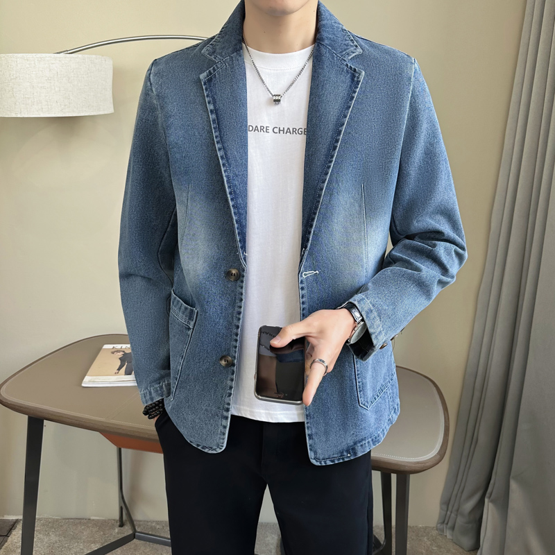 狄佛蒙特夹克春秋季新款潮流休闲牛仔外套高级感西服男装上衣服