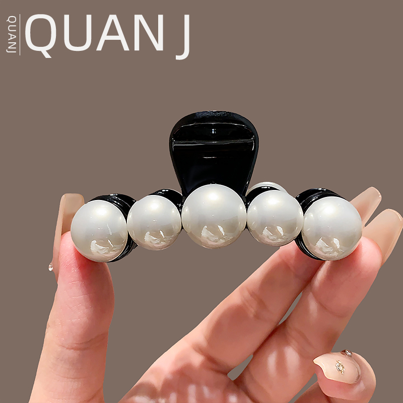 气质百搭珍珠抓夹女网红轻奢后脑勺半扎发夹子精致新款时尚头饰