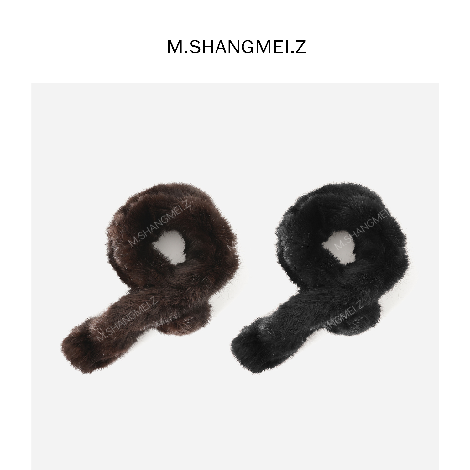 M.SHANGMEI.Z/沐熙美大哥气质时尚复古兔毛保暖毛绒围脖F11486