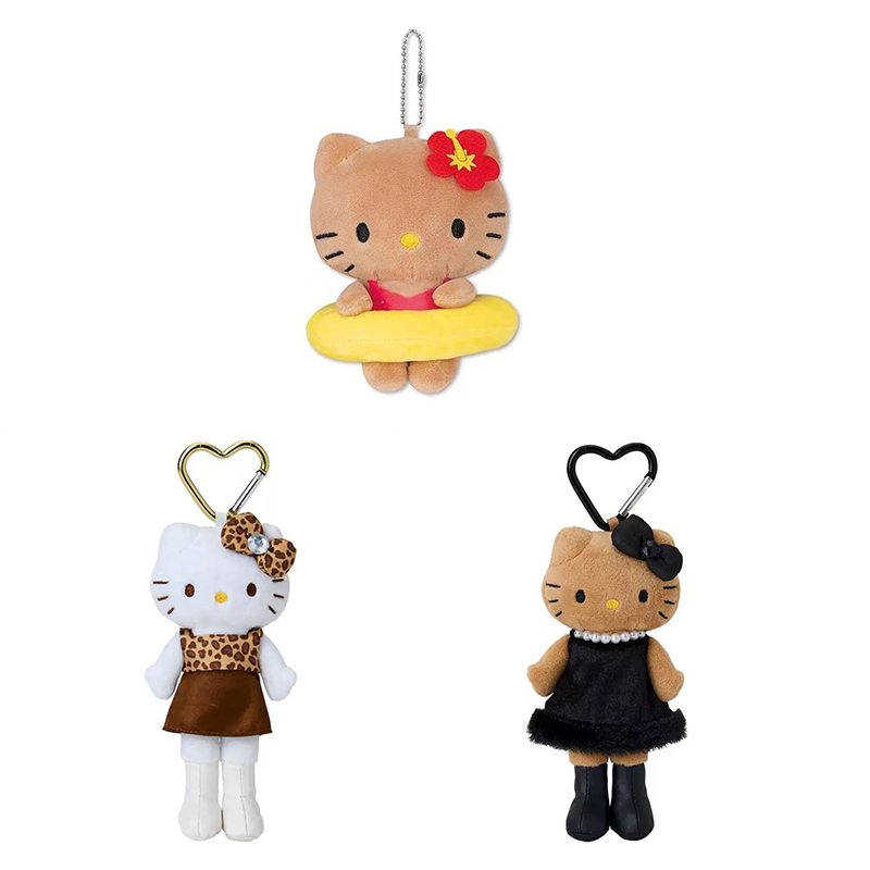 KT豹纹黑皮爱心扣游泳圈长腿KT挂件钥匙扣包包少女心礼物