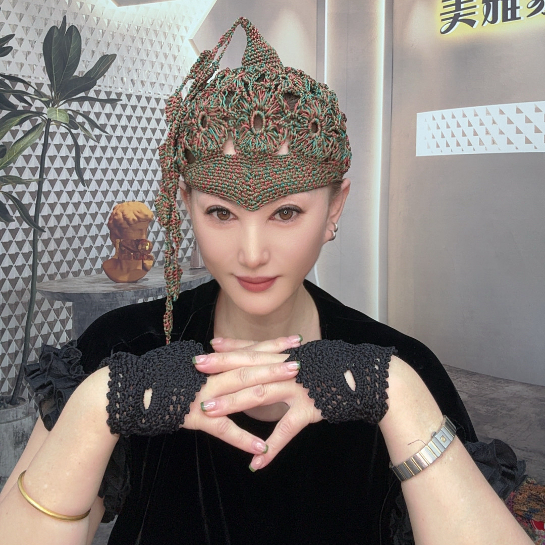 美雅家原创精灵美人尖帽花朵女夏季民族风流苏帽子舞台网红地雷系