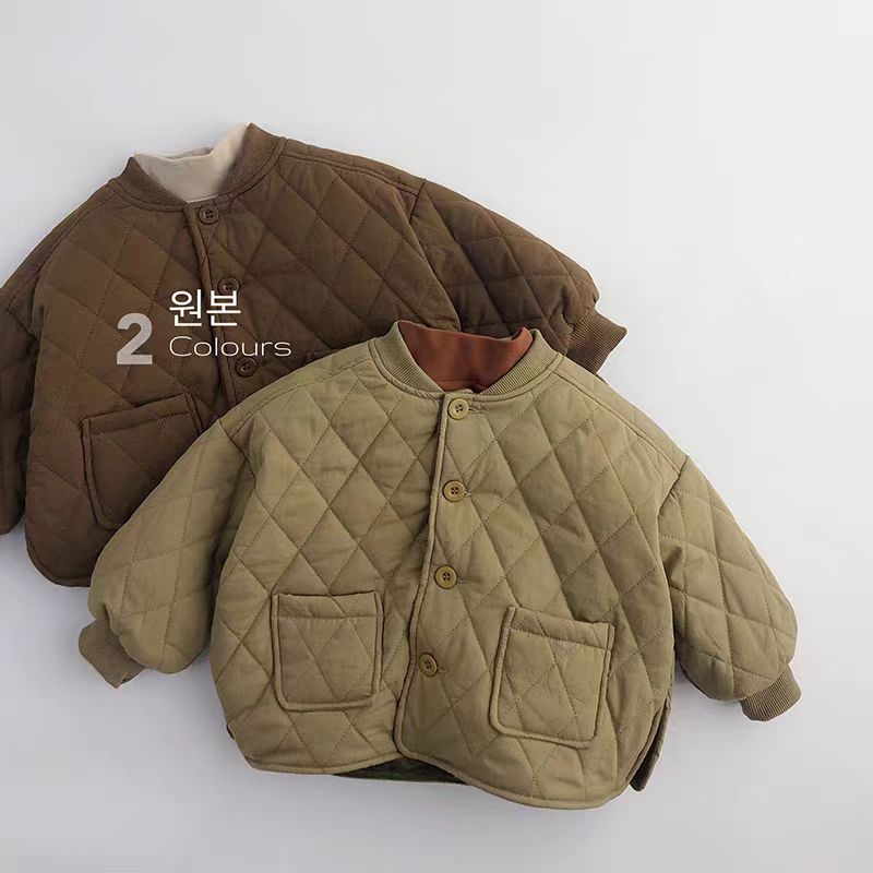 儿童新款轻薄棉服保暖菱格秋冬二棉小童加厚棉衣棉袄男童外套男童