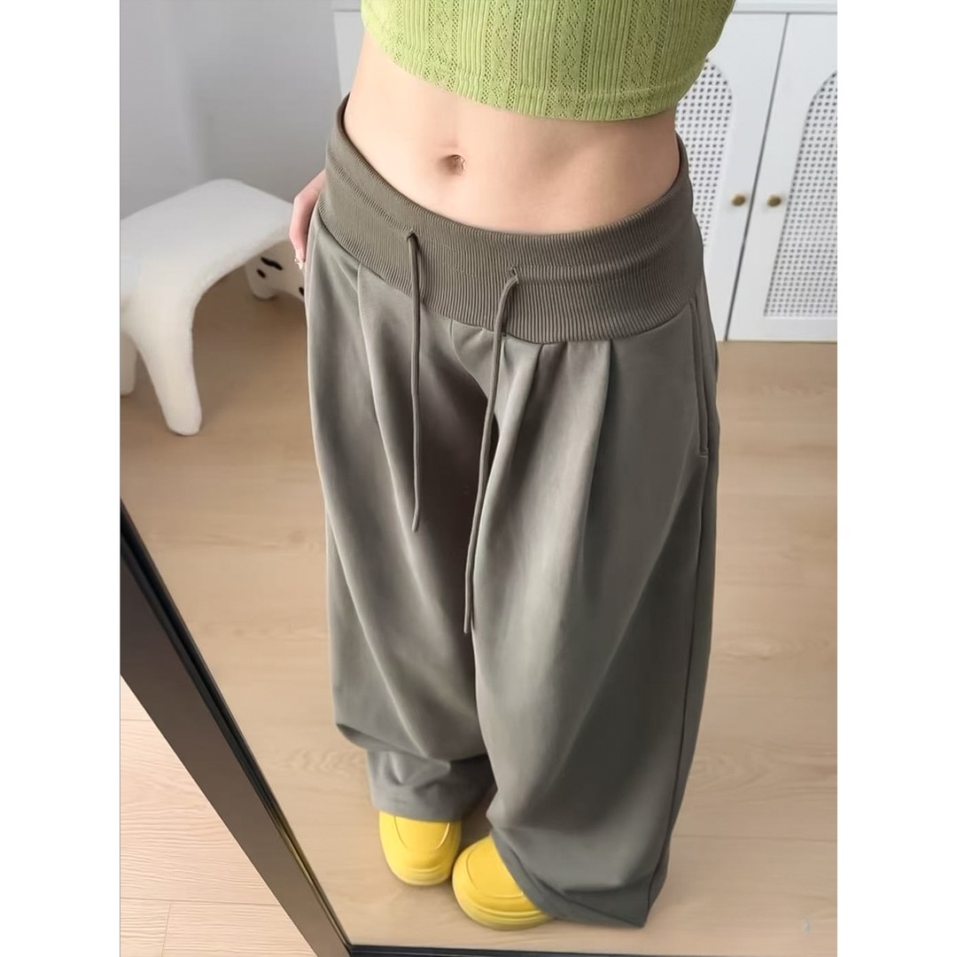 美式宽松百搭休闲卫裤女秋季新款中低腰运动卫裤辣妹垂感拖地长裤