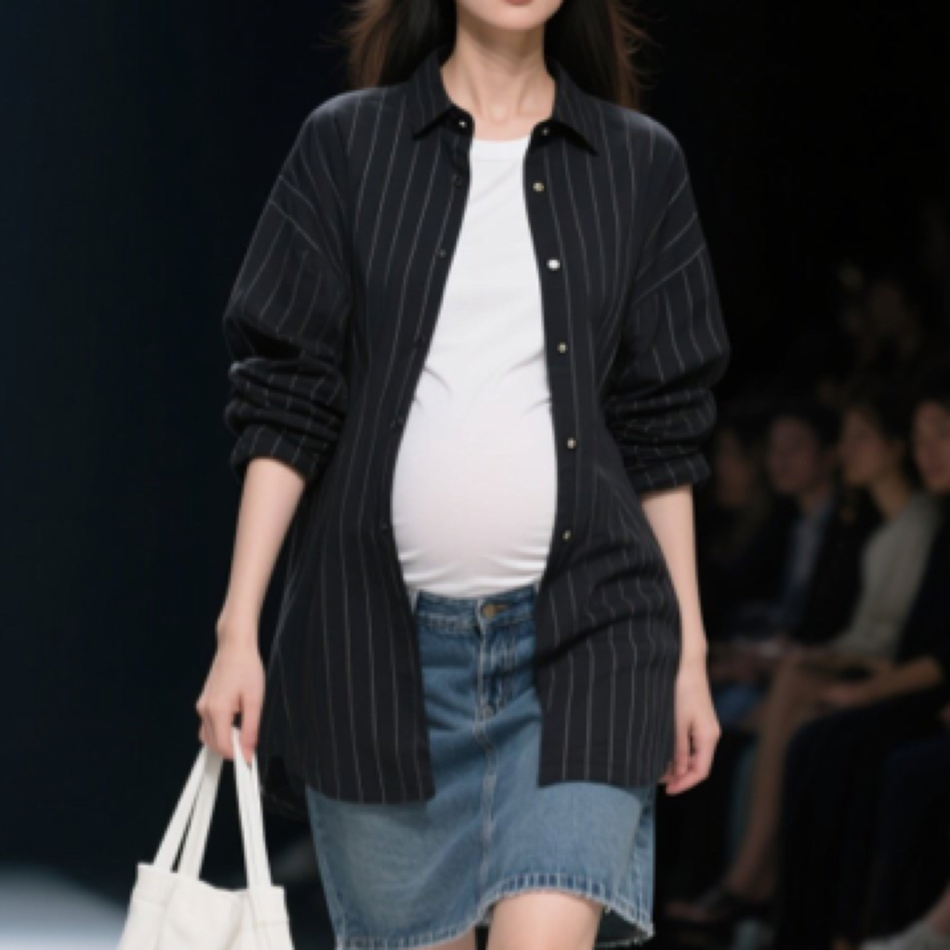 孕妇装2025早秋新款条纹衬衫宽松长袖防晒衬衣