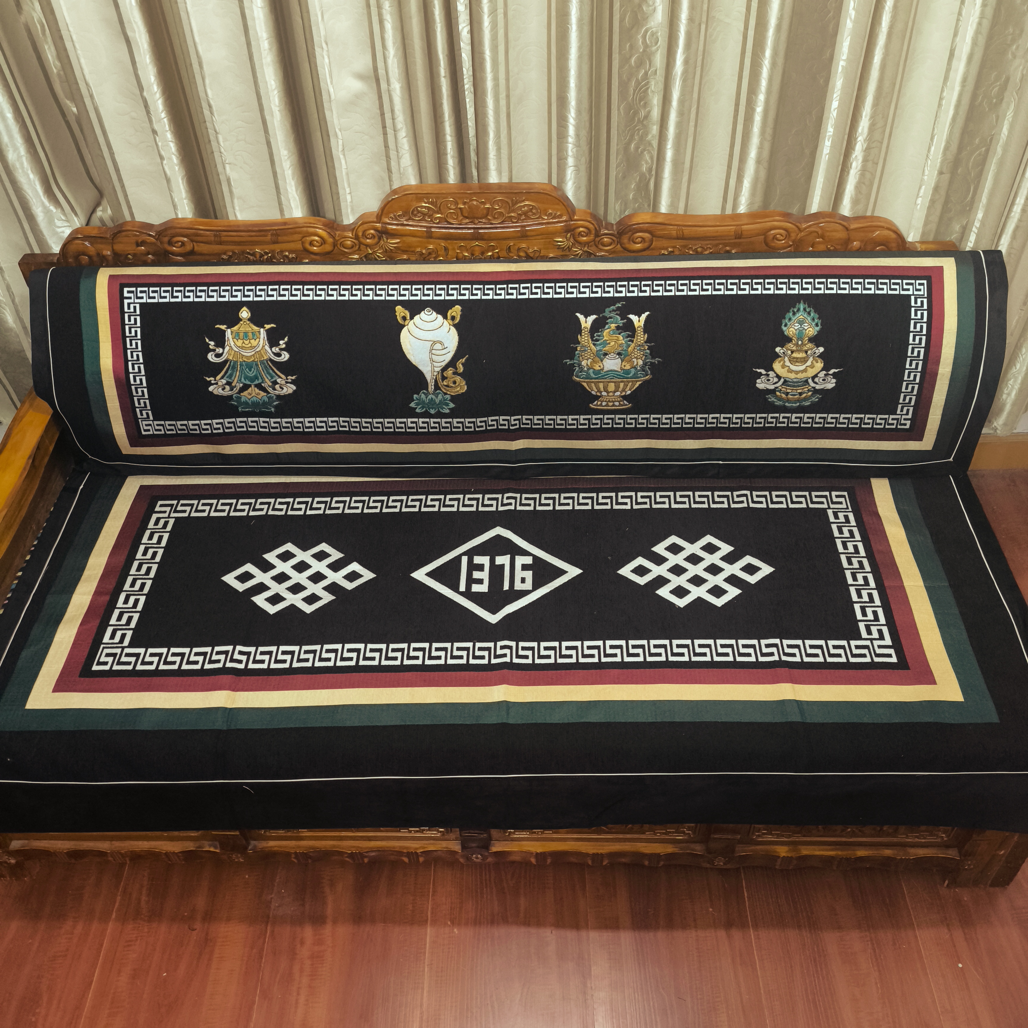 西藏包邮拉萨发货 1376民族风彩虹刺绣藏式卡垫靠背巾藏式沙发垫