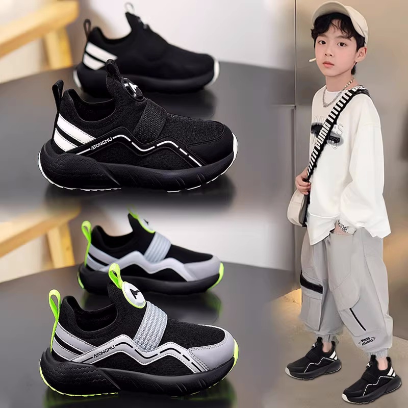 阿童木男童鞋子秋季新款儿童黑色运动鞋中大童耐脏轻便跑步鞋透气
