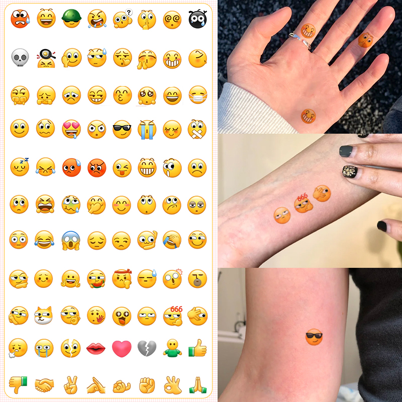 emoji纹身贴纸防水迷你表情包小图案可爱搞怪创意个性手腕装饰