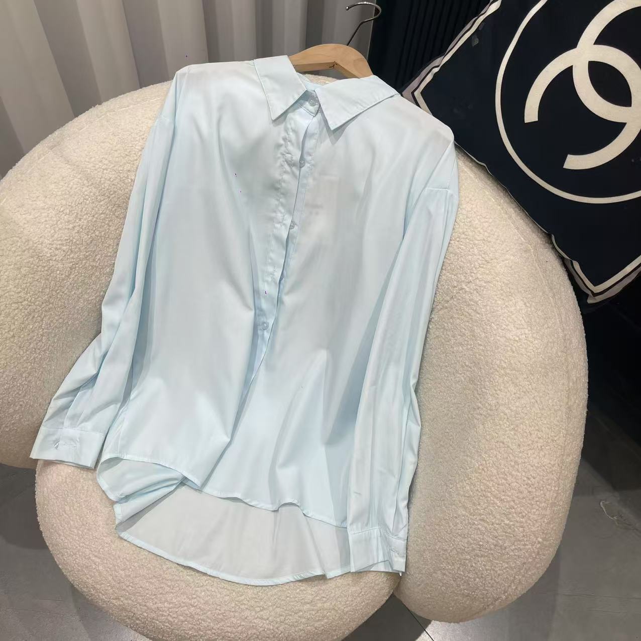 2025新款韩版宽松休闲中长薄款衬衣外穿垂感纯色衬衫长袖防晒衬衫