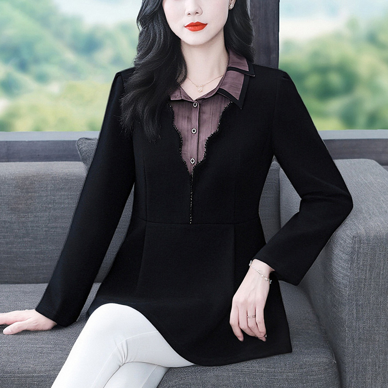 丹思慕秋季新款大码拼色休闲时尚显瘦气质大方上衣ZSX25A0168