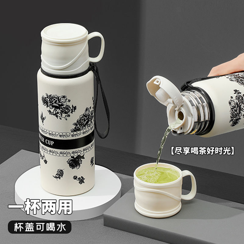 冷热两用的保温杯栀子花语不锈钢真空保温杯车载水杯学生专用男女