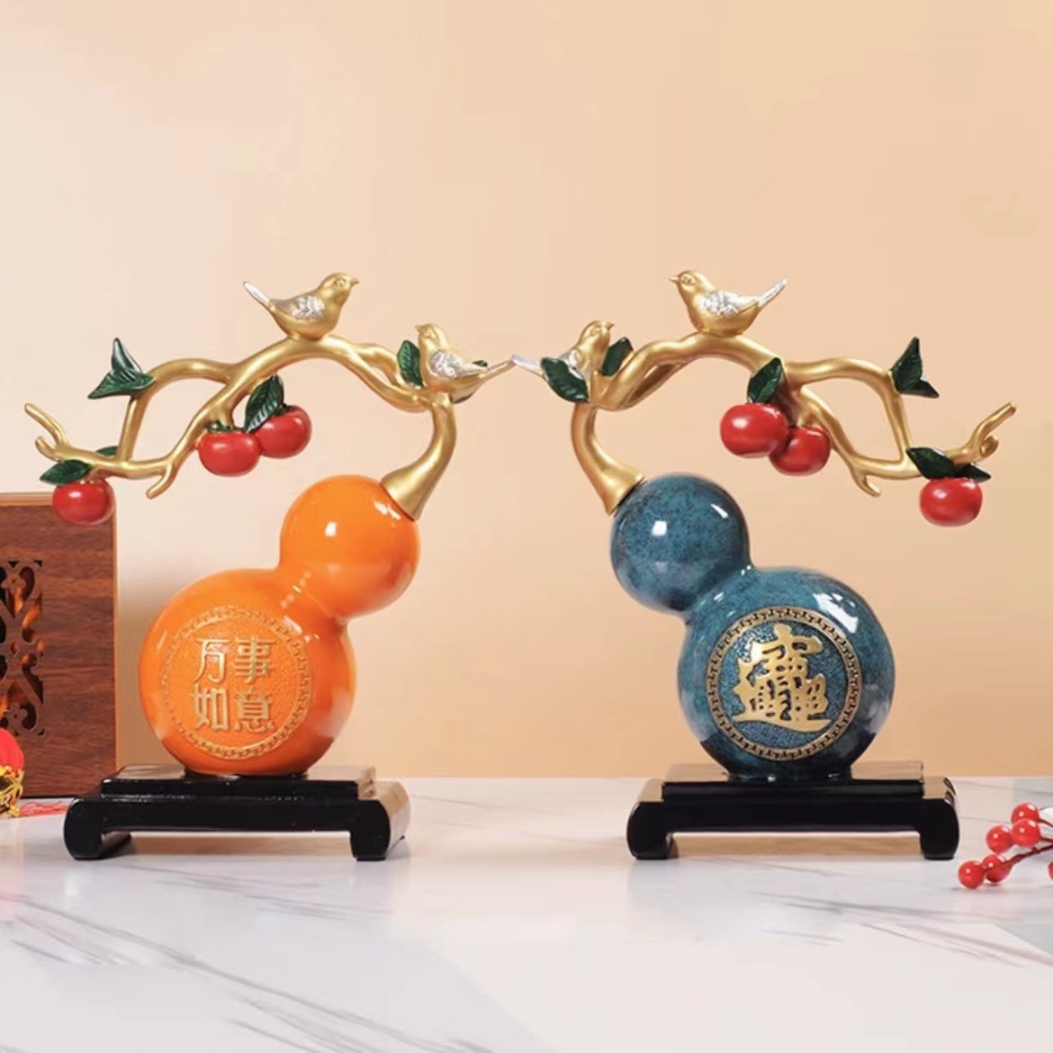 新中式家居客厅万事如意葫芦摆件新房乔迁礼物书房玄关酒柜吉祥