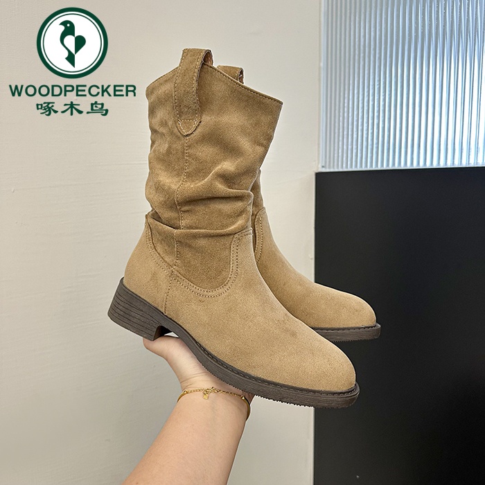 啄木鸟增高潮流美拉德马丁靴女2025新款秋季复古粗跟短靴骑士靴子