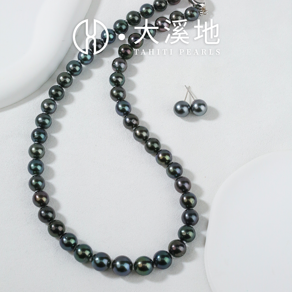 陈陈推荐大溪地黑珍珠海水耳钉项链组合秋冬大颗皮草搭档百搭素款